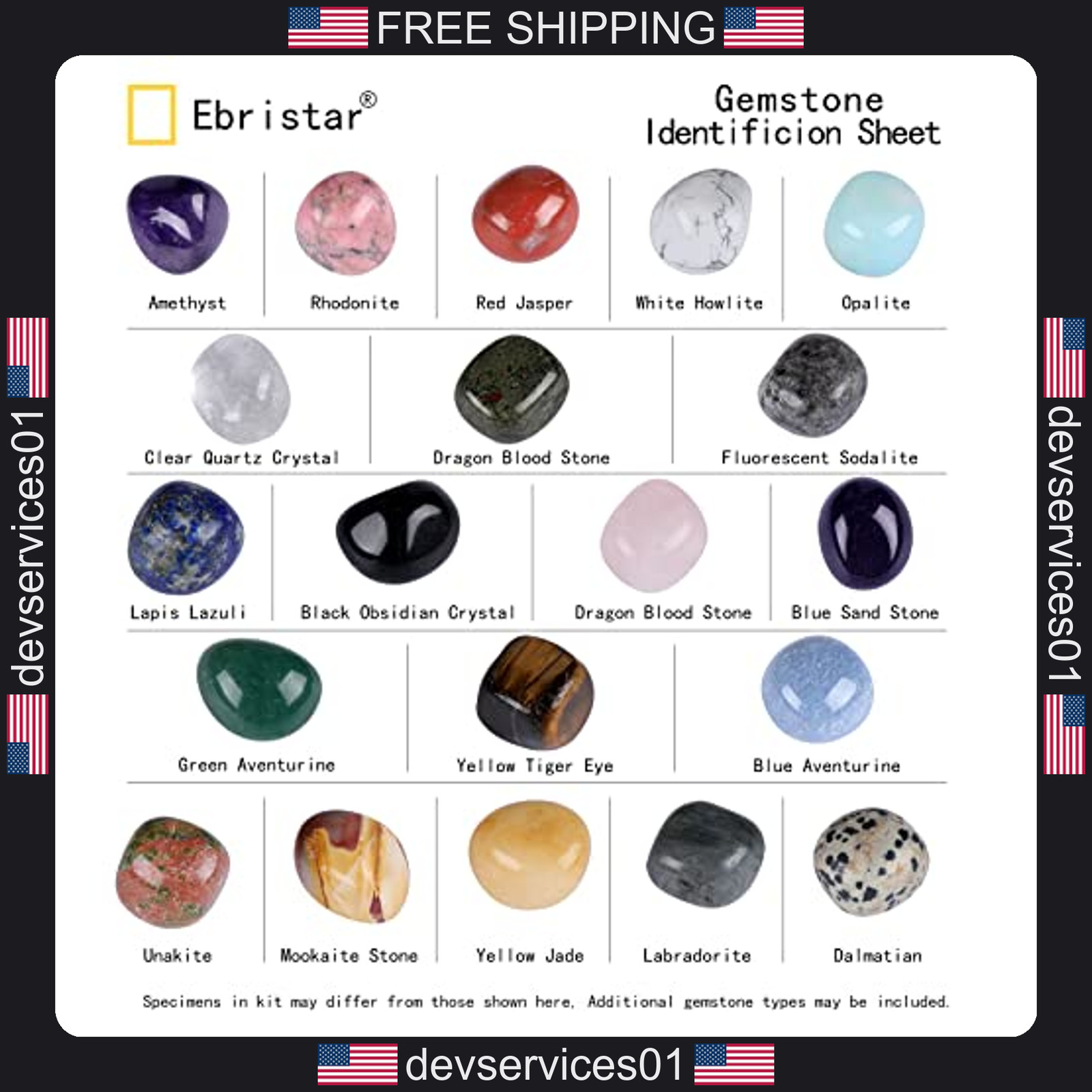 20 Pack Natural Tumbled Gemstones for Healing and Jewelry