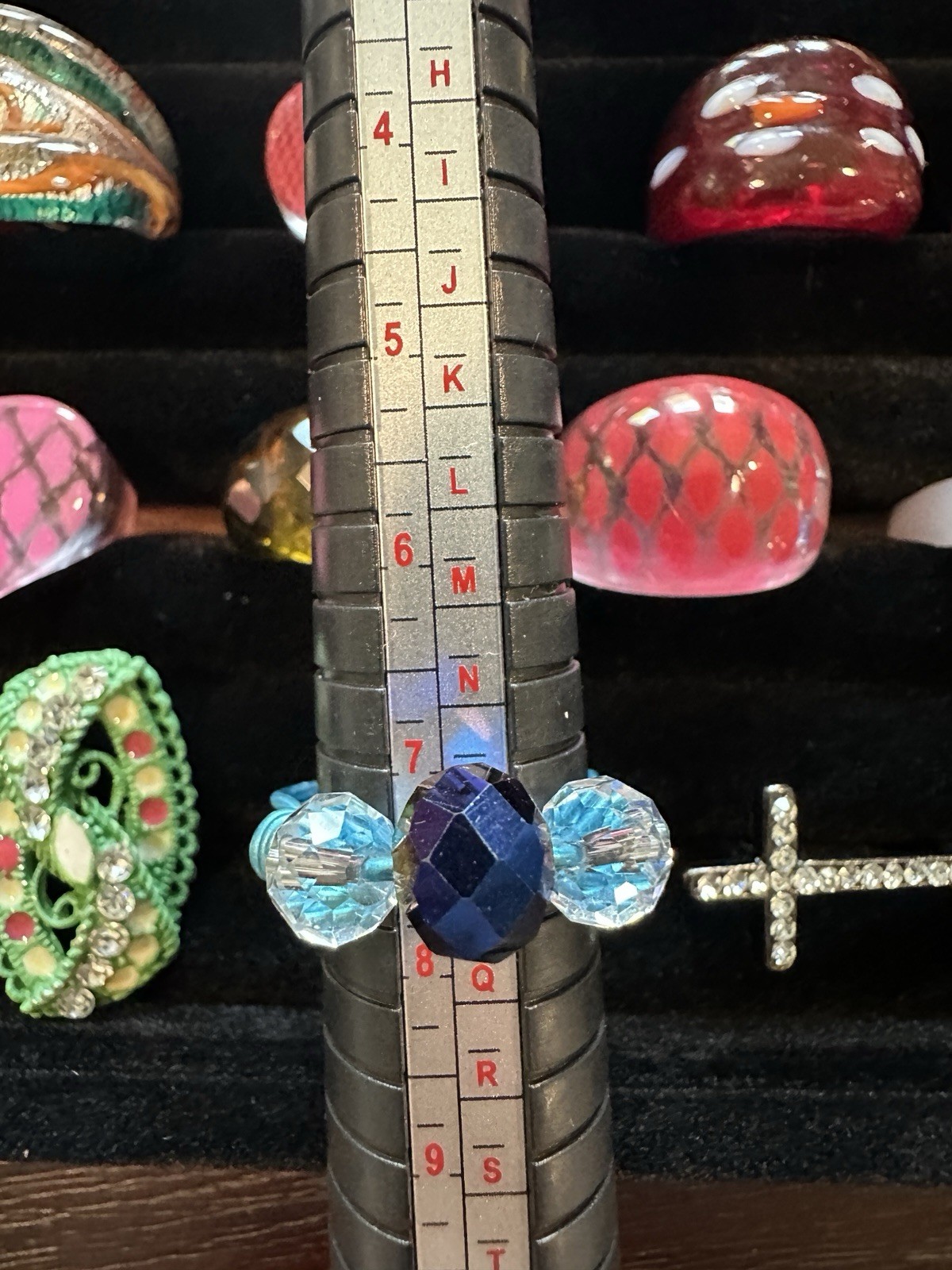 Lot #1: Mixed Sized Rings, 15 Glass style + 5 other types