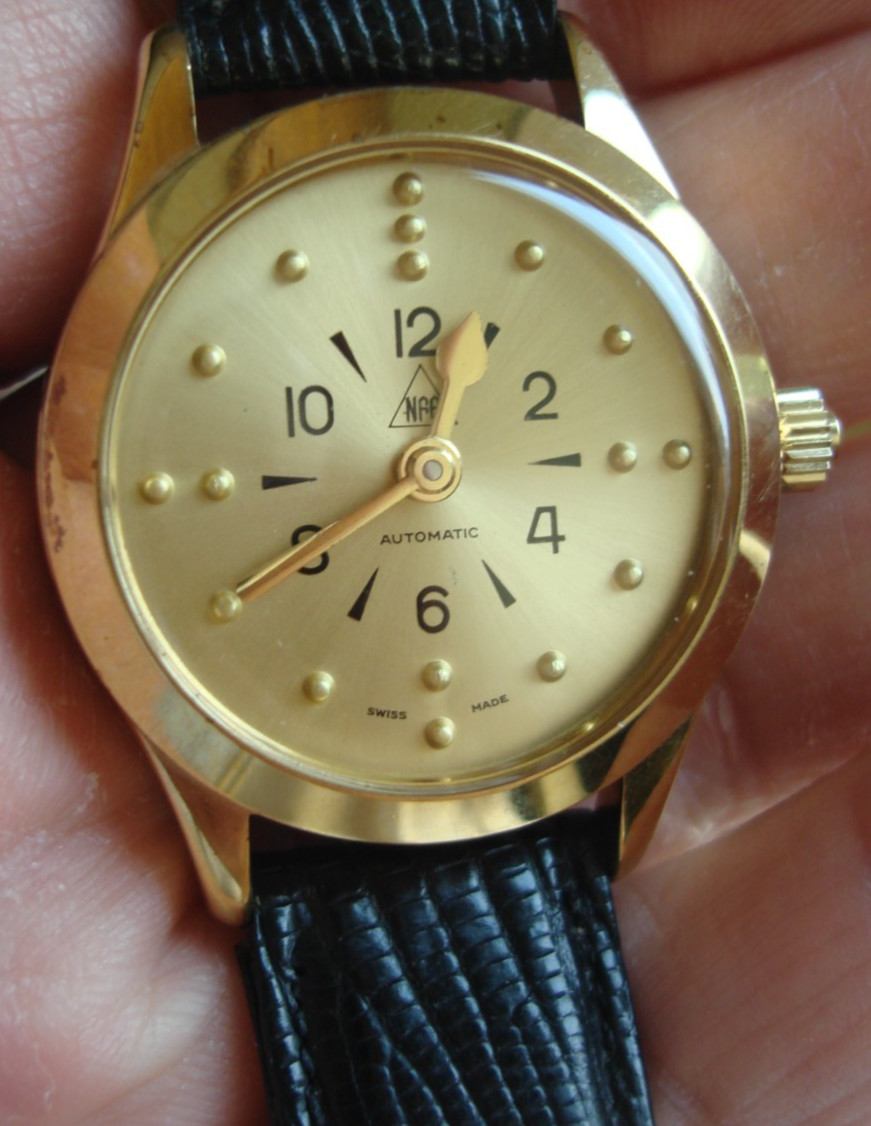 NFB Braille 17 Jewel Swiss Automatic ETA 2776 Low Vision Incabloc wristwatch