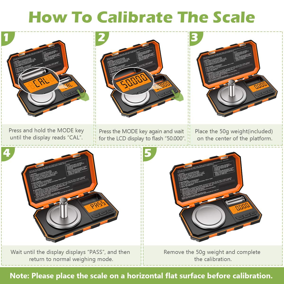 High Precision Orange Digital Jewelry Scale 50g Compact Portable Tare Function