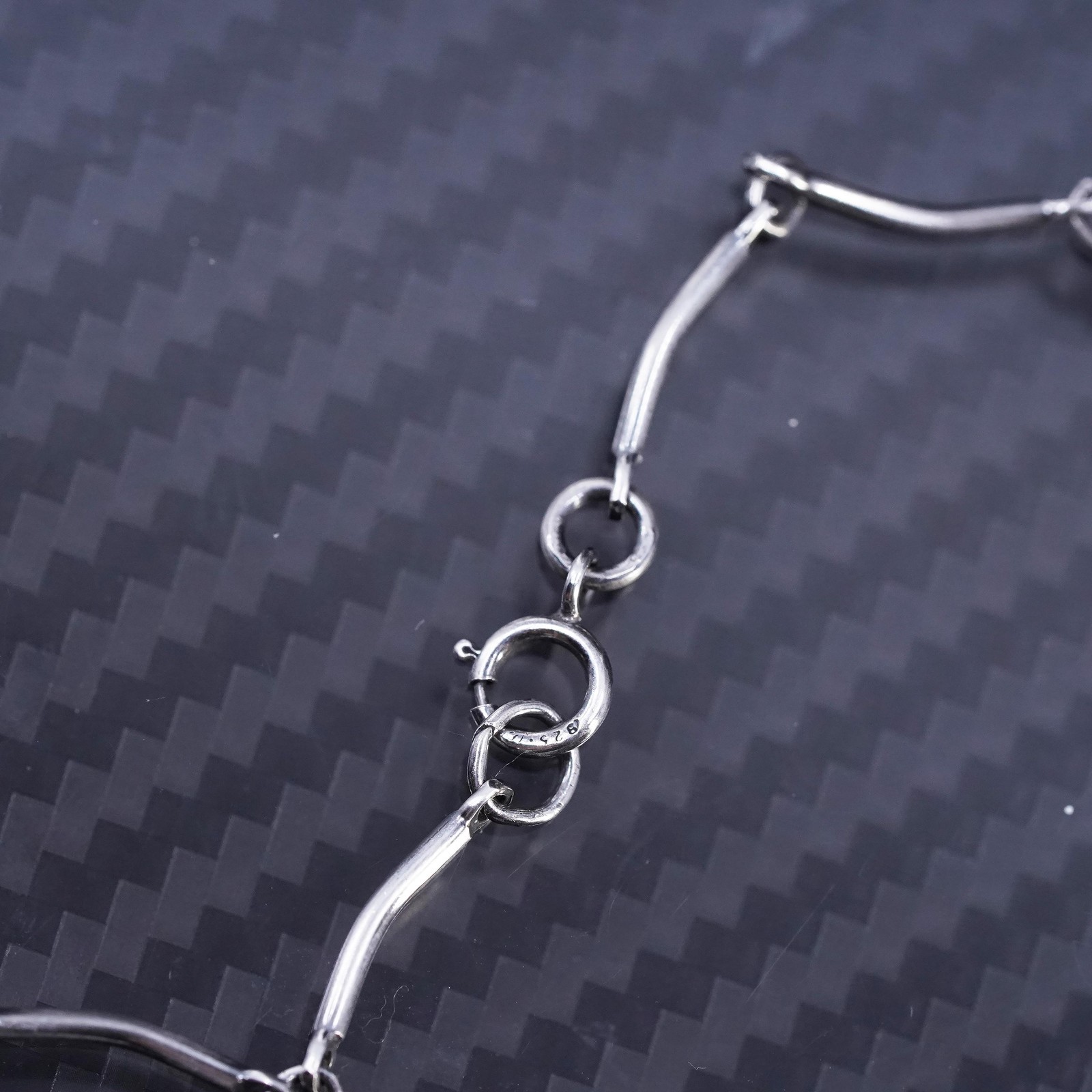 16”, sterling silver 925 DNA bone chain necklace teardrop smoky quartz