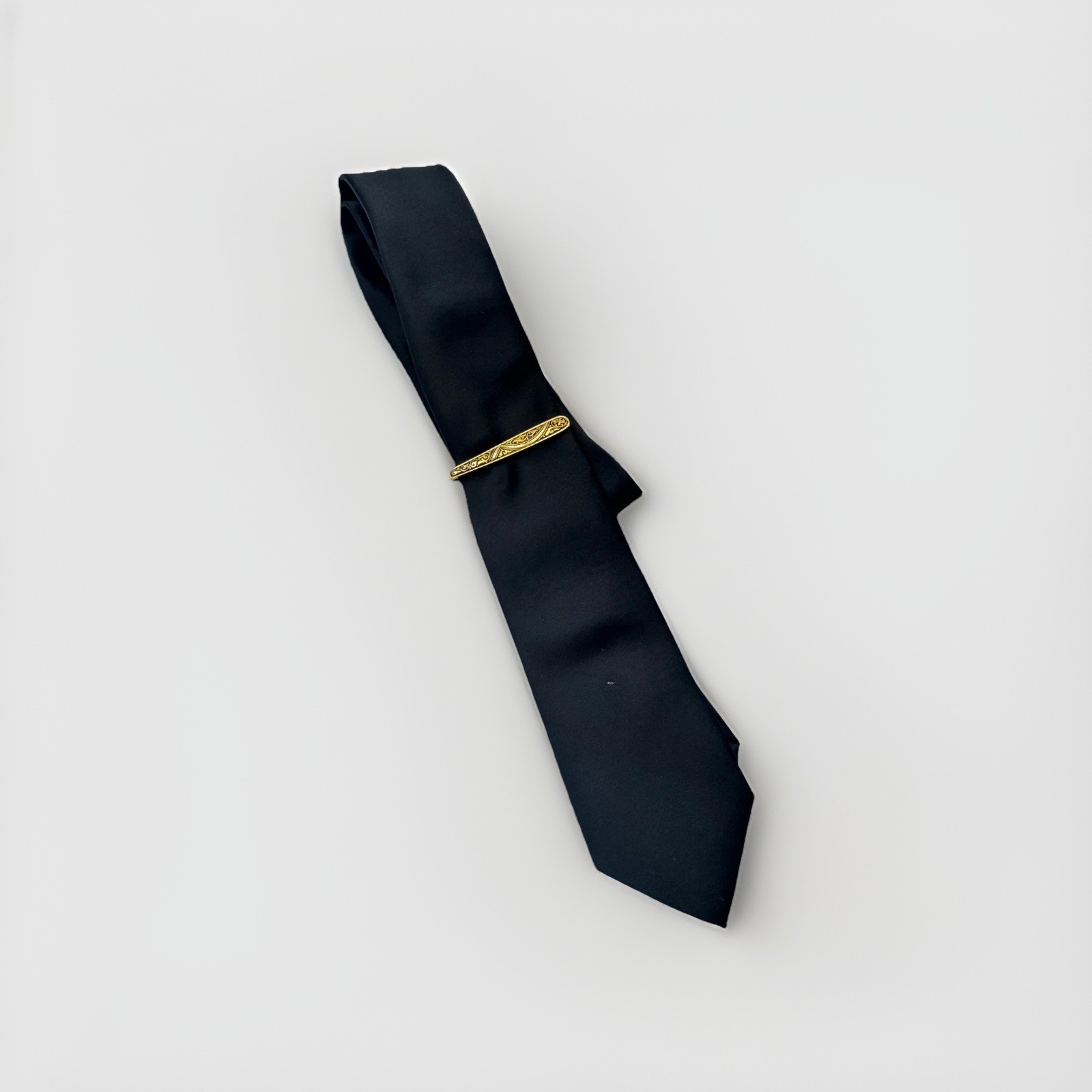Elegant Damascene Spanish 24K Gold & Steel Men’s Tie Bar Clip Clasp from Spain