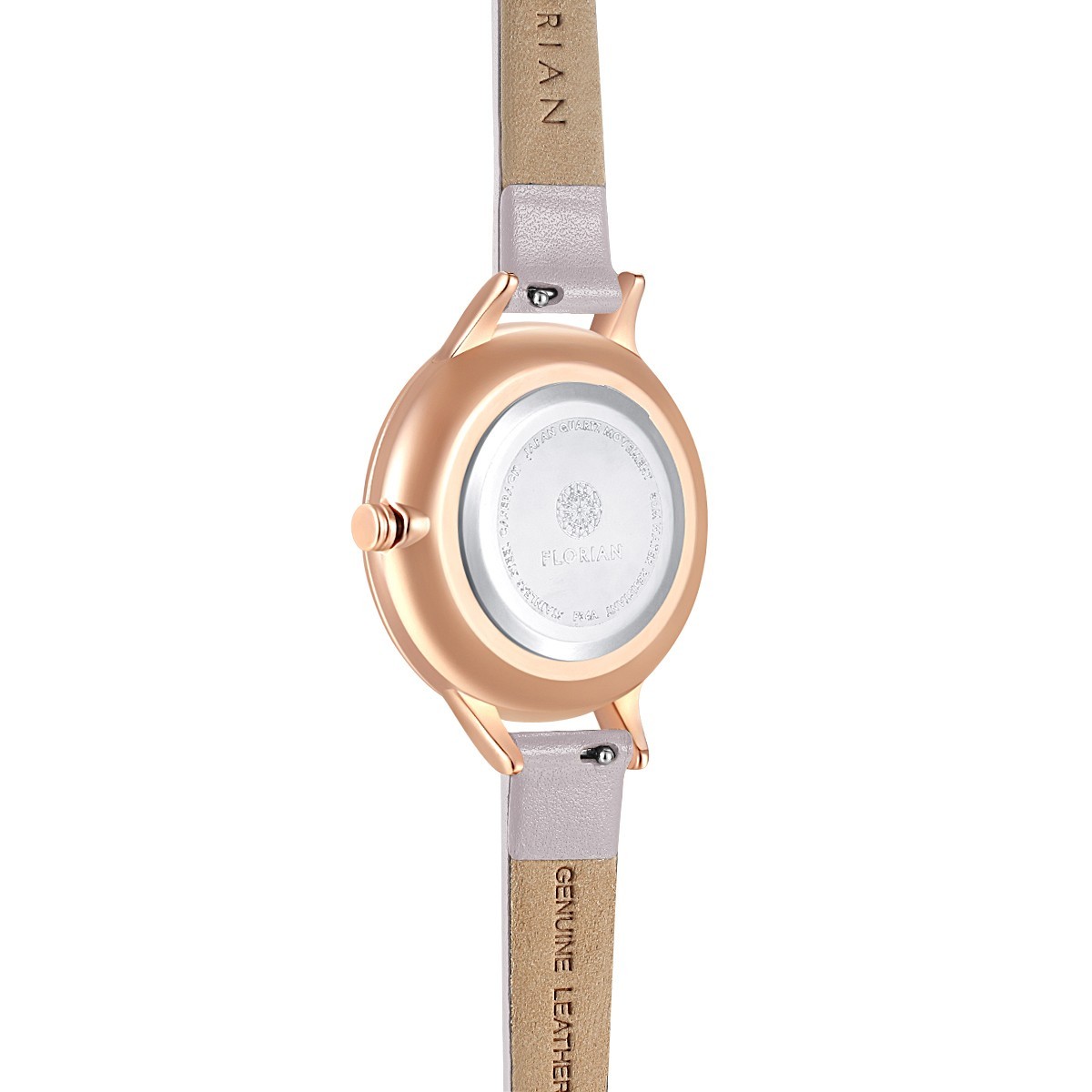 Ladies Rose Gold Analogue La Mer Design Dial Watch Purple Leather Strap 34mm