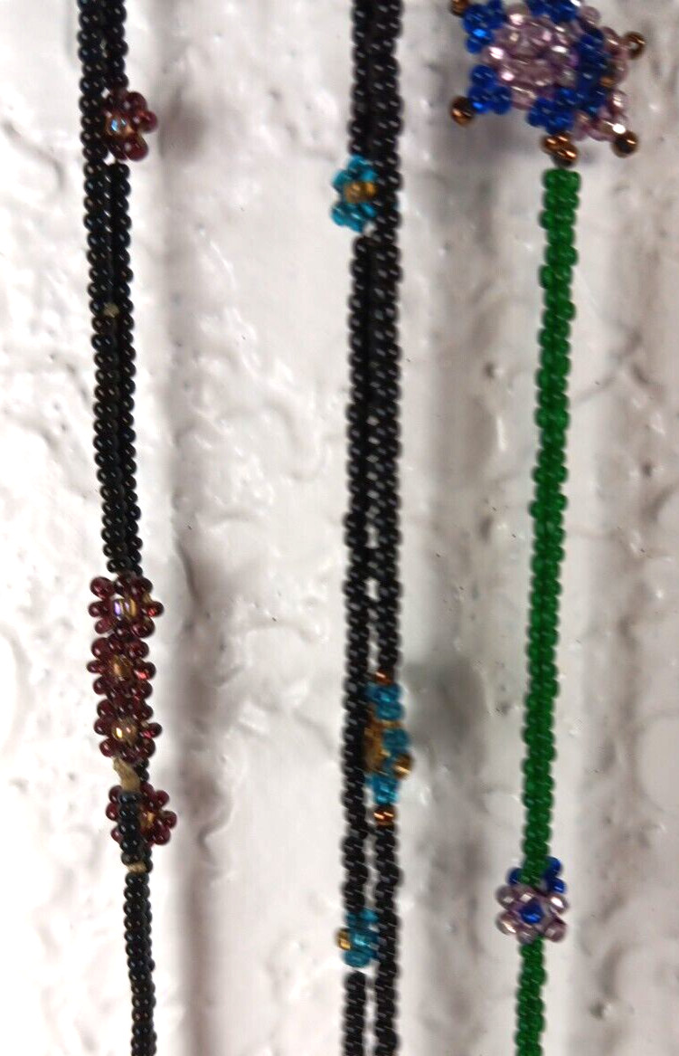 Lot of 15 Multi Colored Dainty Seed Bead Necklaces Stars & Flowers 18″ to 29″ L