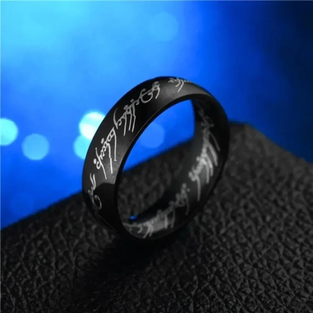 Stainless Steel Laser Engraved Movie Ring Wedding Band Couple Jewelry Gift