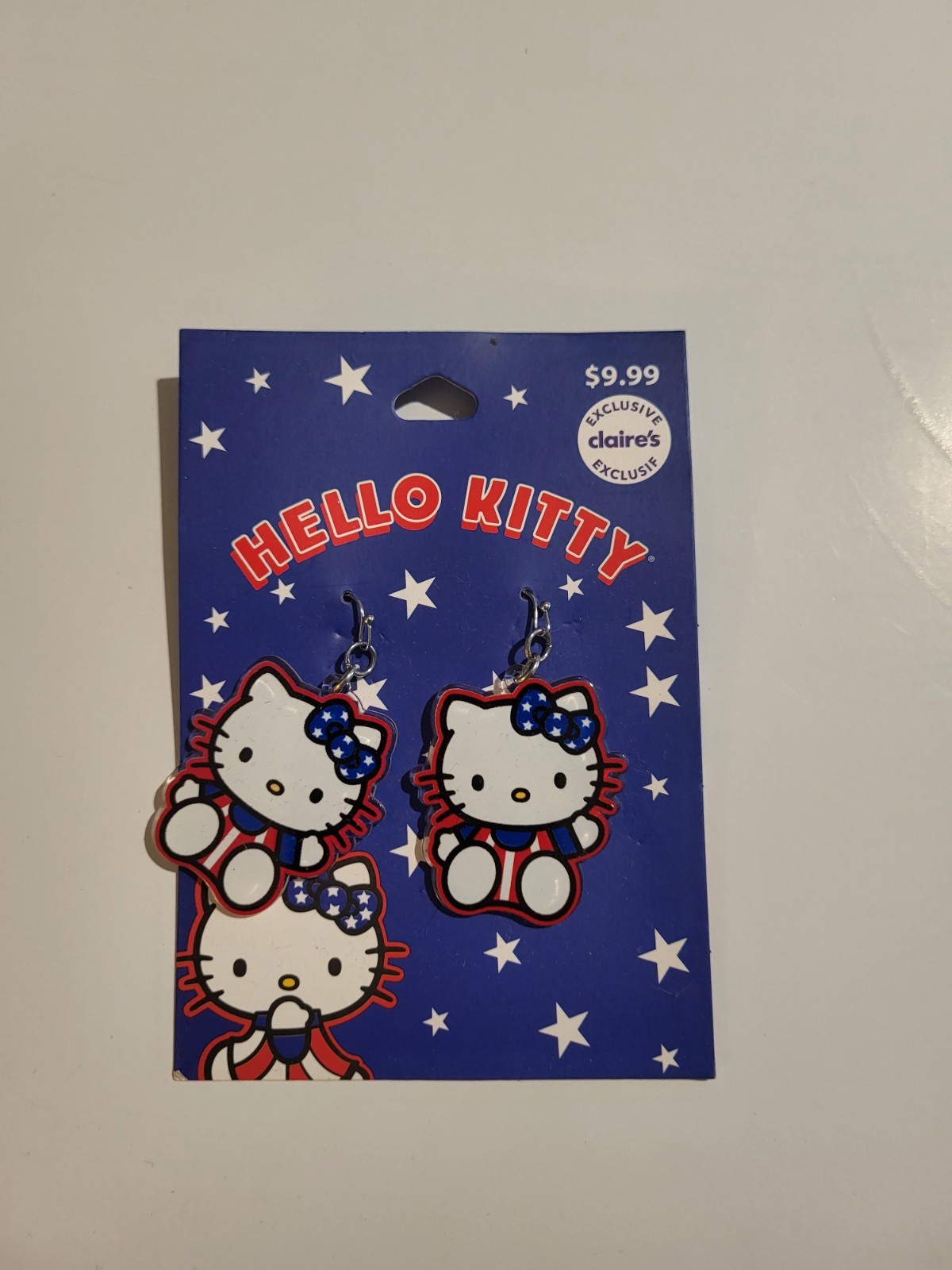 Hello Kitty Claire’s Exclusive Patriotic Earrings With Stars Design NEW ON BOARD