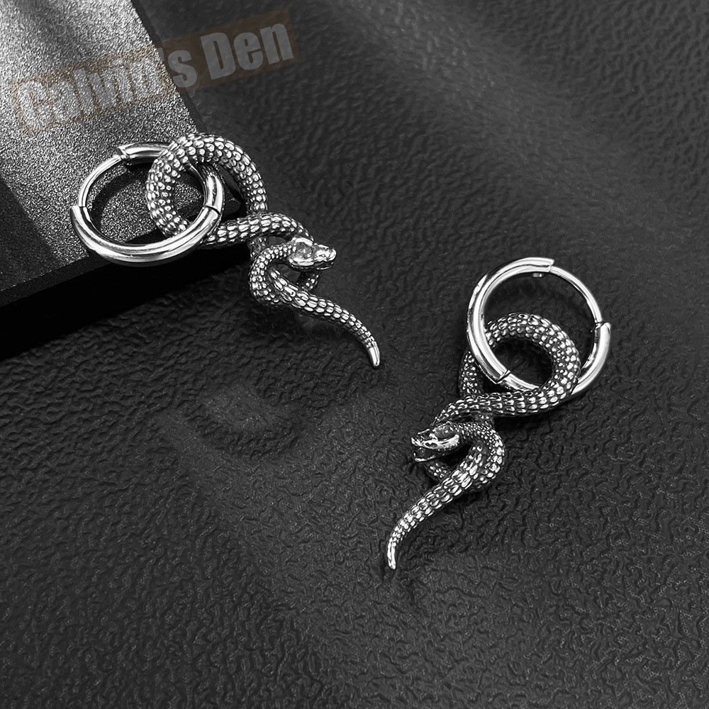 Stainless Steel Twisted Snake Earrings