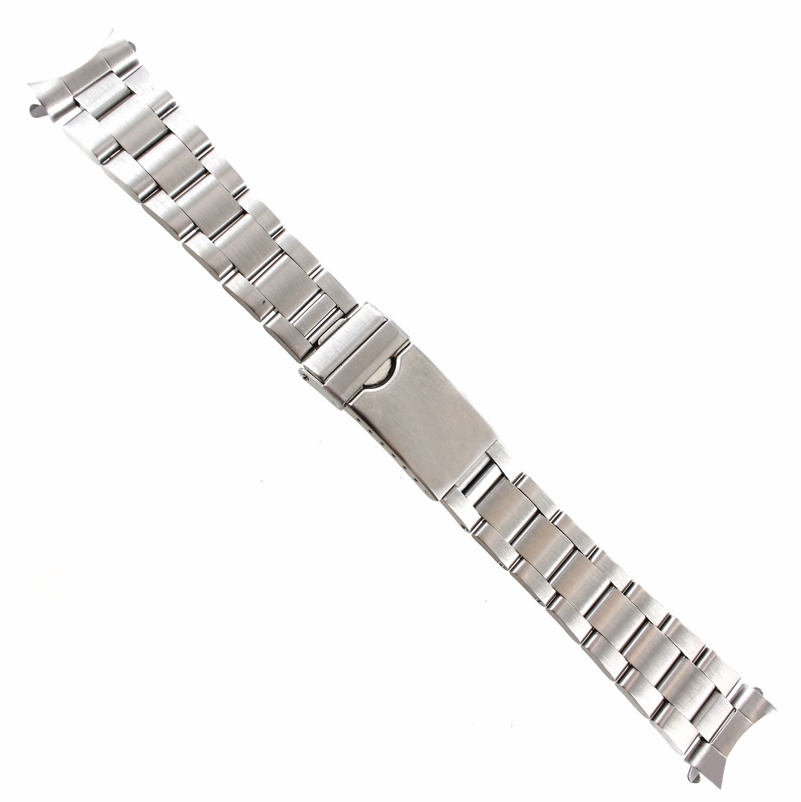 22mm Milano Curved End Semi Solid Stainless Steel Safety Deployment Watch Band