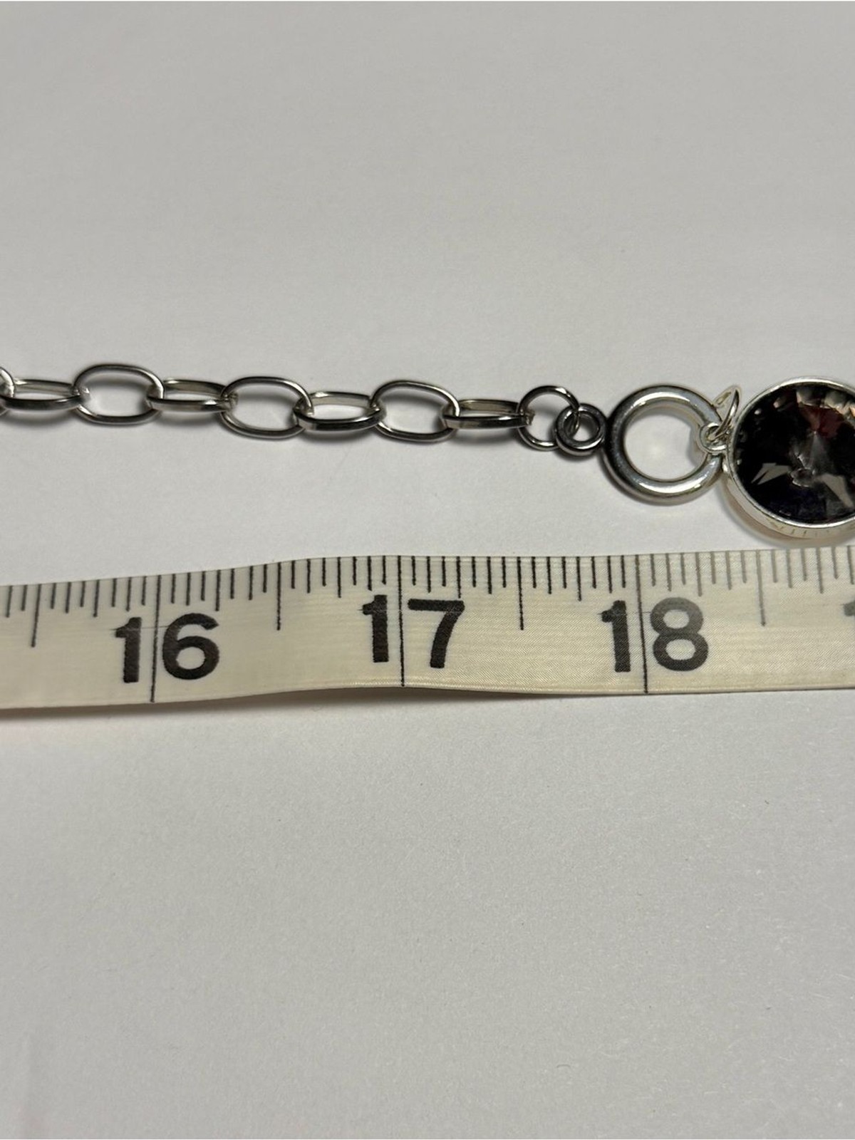 Silver Chain Necklace Round Grey Stone Pendant Toggle Clasp Fashion Jewelry 18″