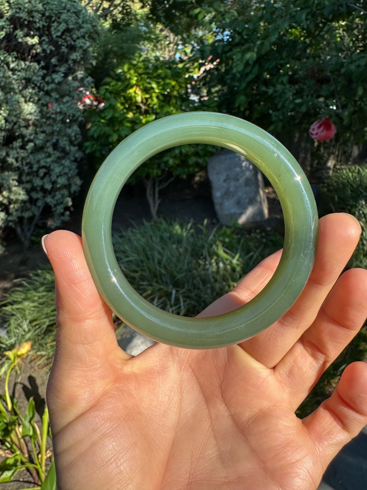 57mm High-grade Oily Water Green Blue Nephrite Bangle Bracelet | 57口蓝绿和田玉手镯
