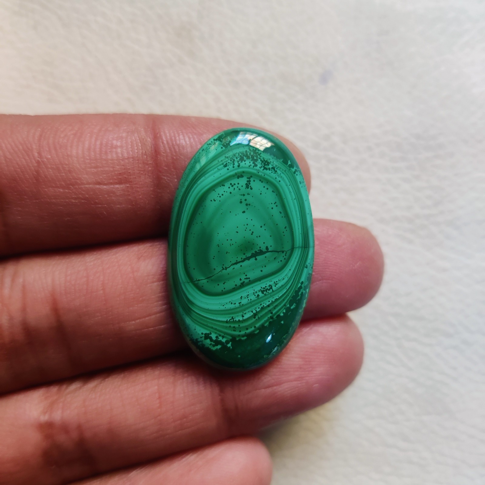 Natural Green Malachite Loose Gemstone Cabochon,Oval-45 CT,33 X 20 X 5 MM