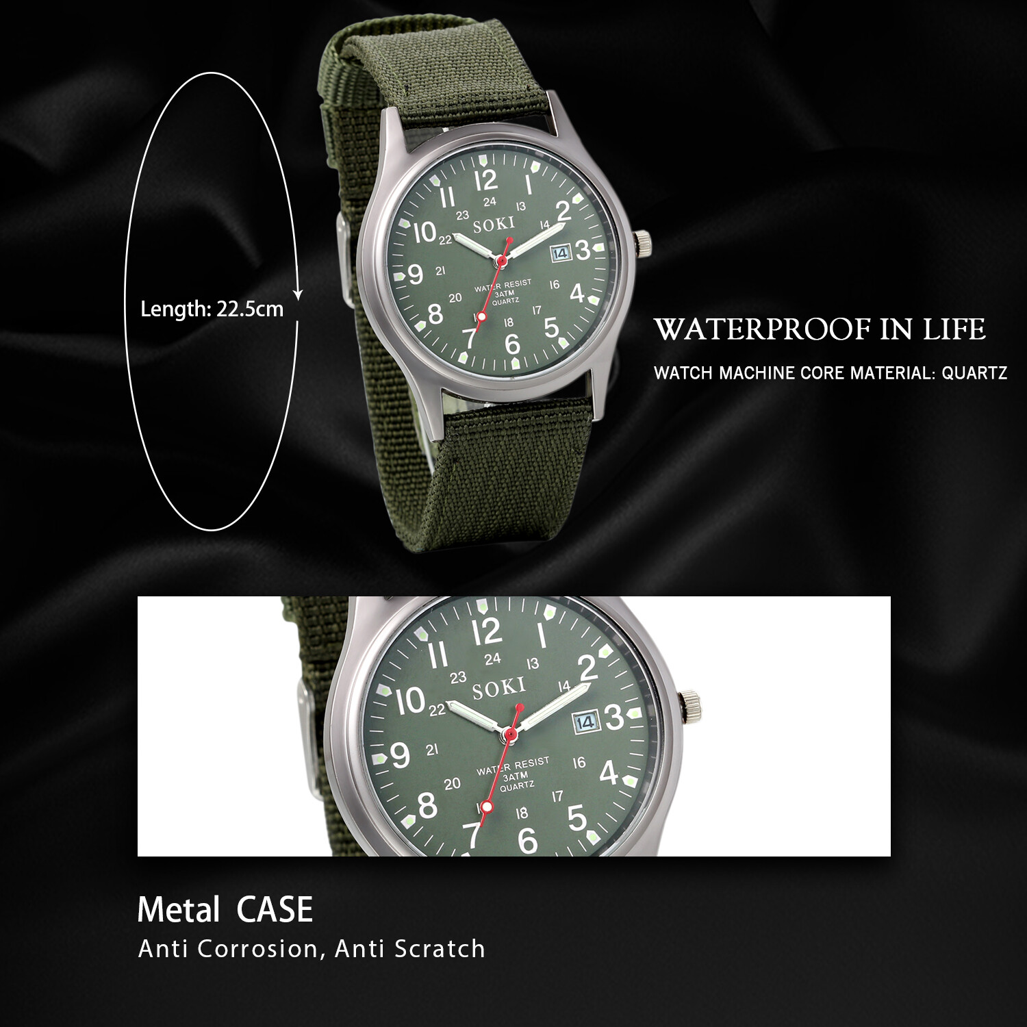 Easy-to-Read Date Leather Strap Watch Calendar Luminous Watch Simple Wristwatch