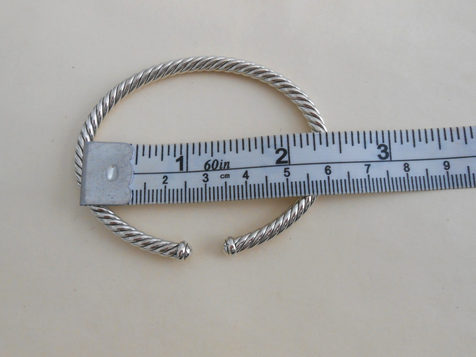 New David Yurman sterling Silver 4mm Cable Flex Bracelet 6.75″