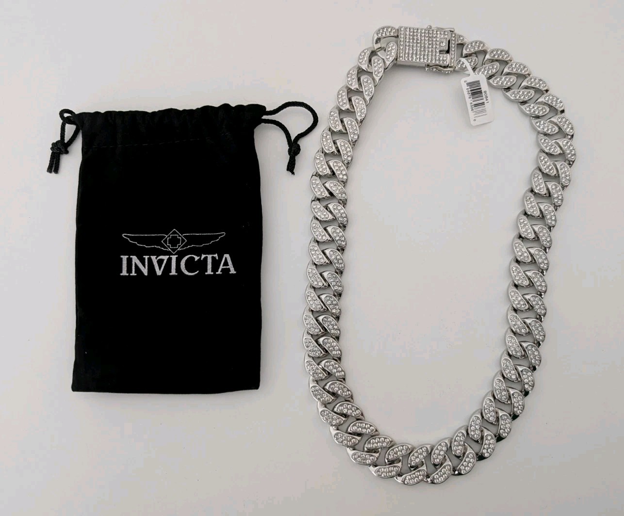 Invicta Racing Cyclone Watch 48.5mm White 48447/Invicta Iced Out Cuban Chain