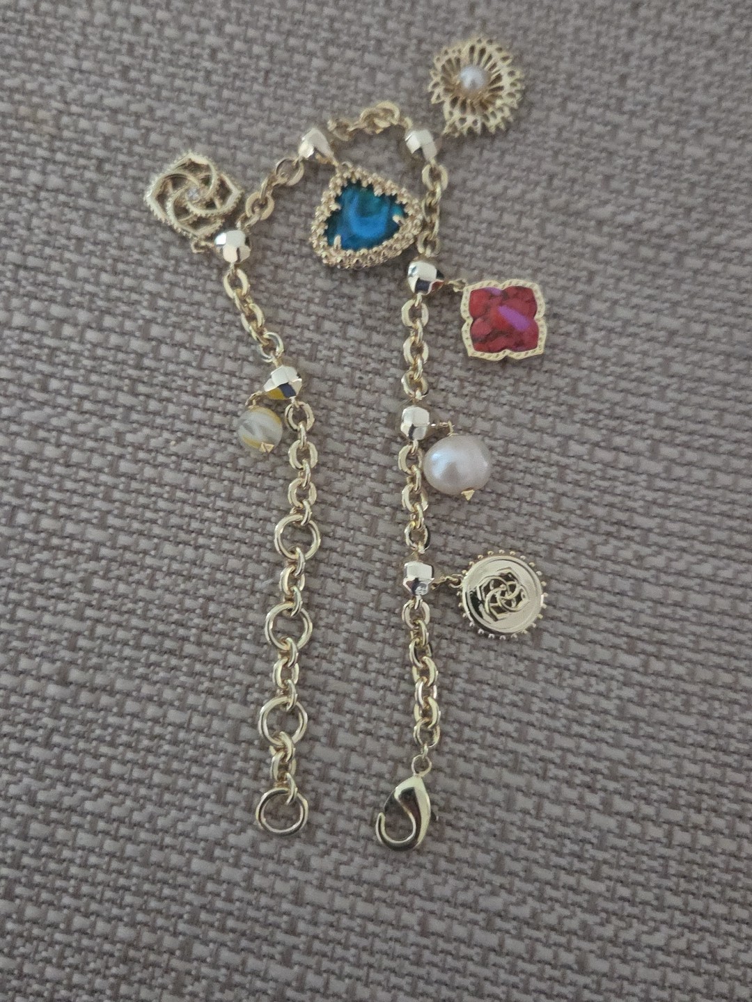 14k Yellow Gold Plated Kendra Scott Charm Bracelet 7-8 Inches