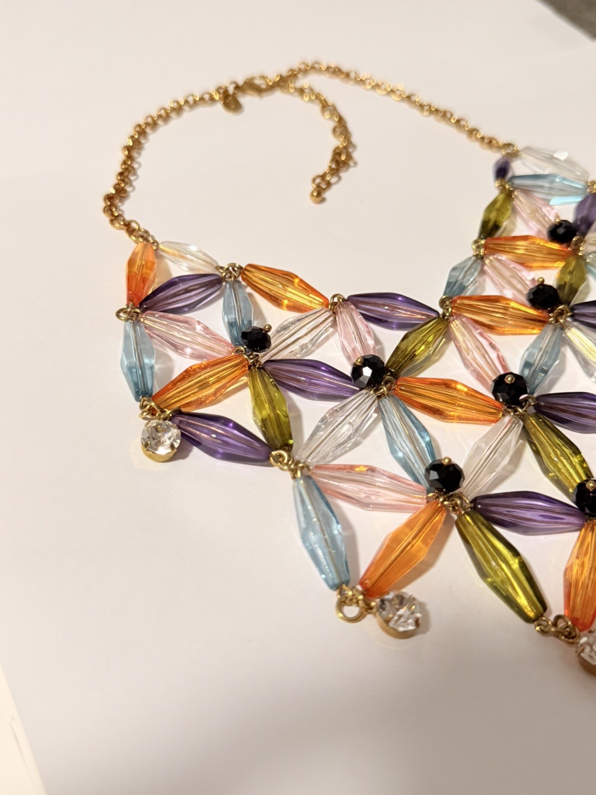 Joan Rivers Rare Geometric Lucite Rhinestone Bib Collar Statement Necklace