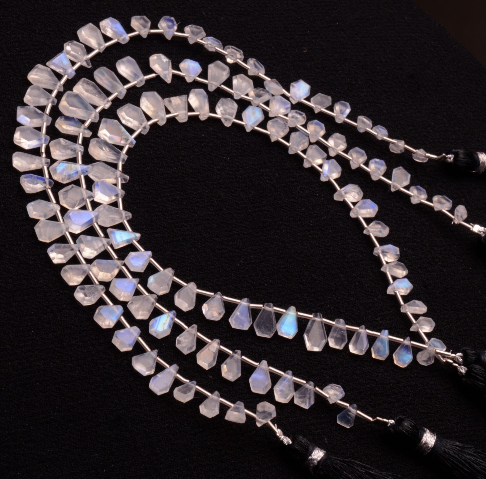 Blue Fire Rainbow Moonstone 5 to 8 mm Size Jewelry Making Beads 9″ Strand