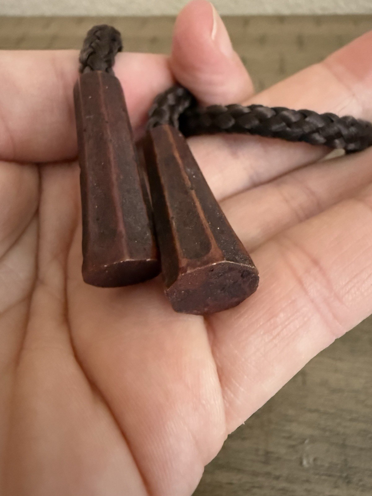 Vintage Korean Hahoetal Yangban Resin Wood Look Face Mask Bolo Tie