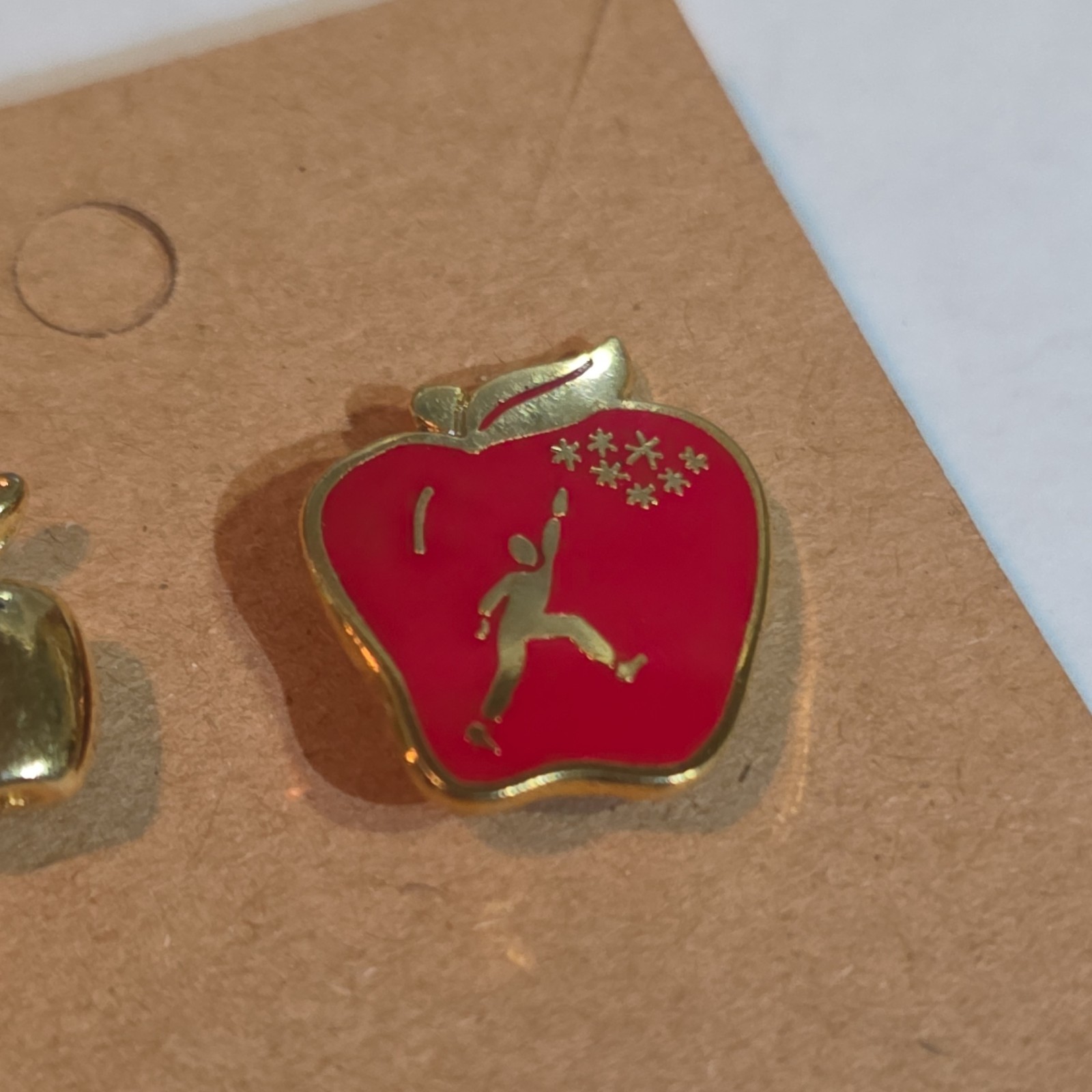 4-Piece Enamel Apple & Balloons Lapel Pin Set Red Gold Tone Metal #apple