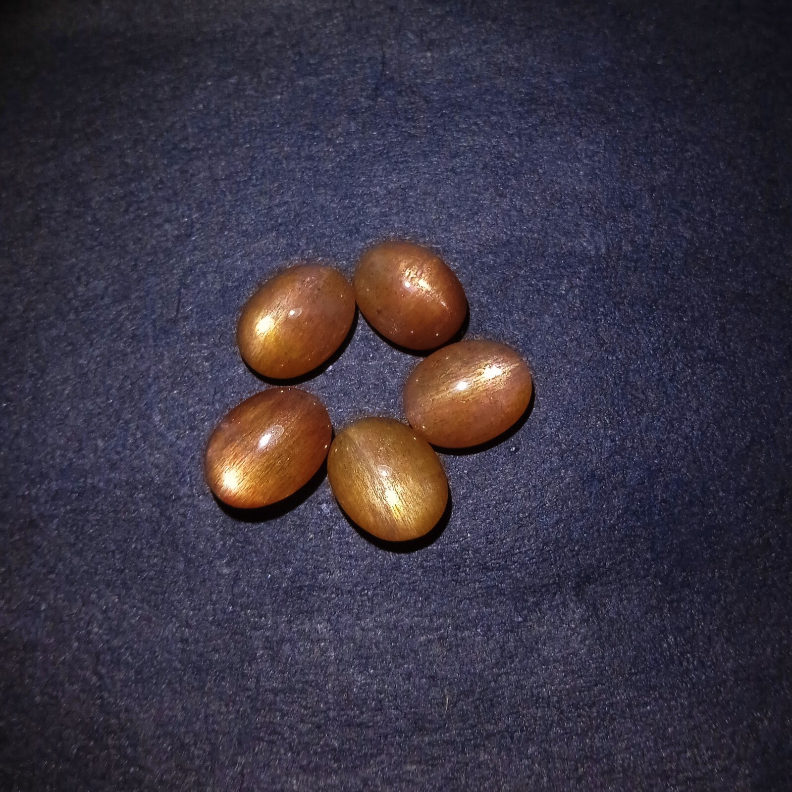 9.2 Carat 9×7 MM Natural Golden Brown Sunstone Oval Shape 5 Piece Lot Cabochon
