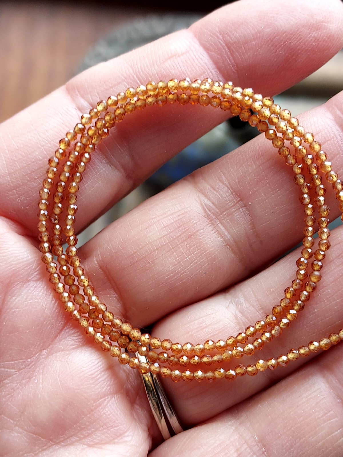 Rare 17” orange Spessartine garnet necklace beads with 14 k spring lock