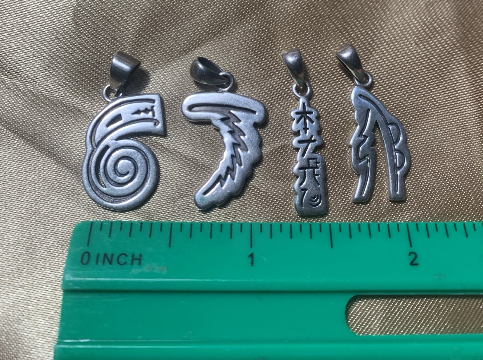 Reiki Sterling 925 Pendants Lot Set of 4 by Peter Stone Sterling Reiki Symbols