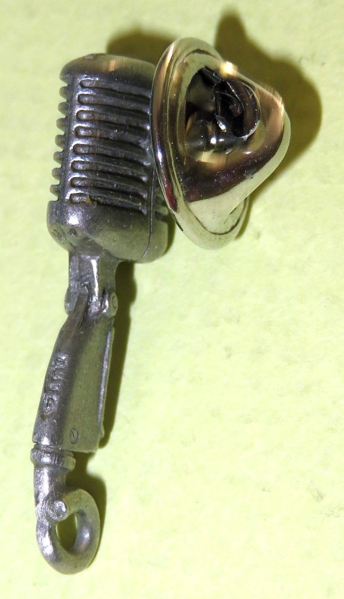 Vint SHURE 55SH Microphone Pewter Finish Future Primitive Pin Music Pin Back