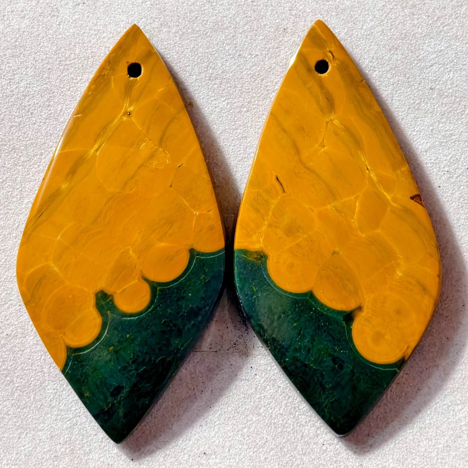 33 Cts Natural Ocean Jasper Drilled Match Pair Cabochon Gemstone 36.6 X 18.2 MM