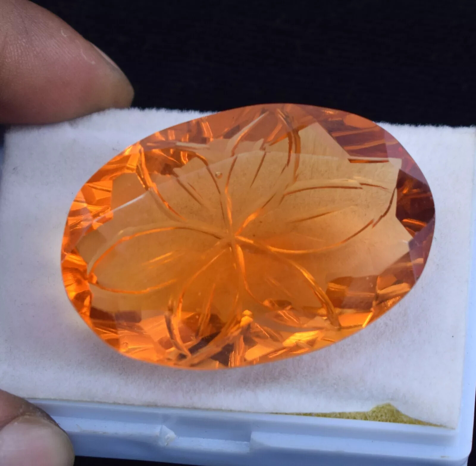 Certified 97.95 Ct Oval Carving Shape Brazilian Yellow Citrine Loose Gemstone