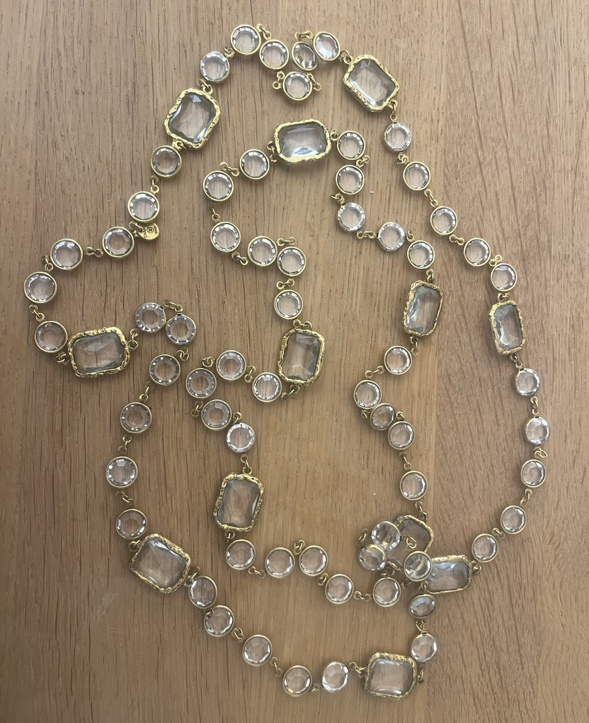 Vintage 1981 Chanel Clear Crystal Chiclet Chain Sautoir Necklace