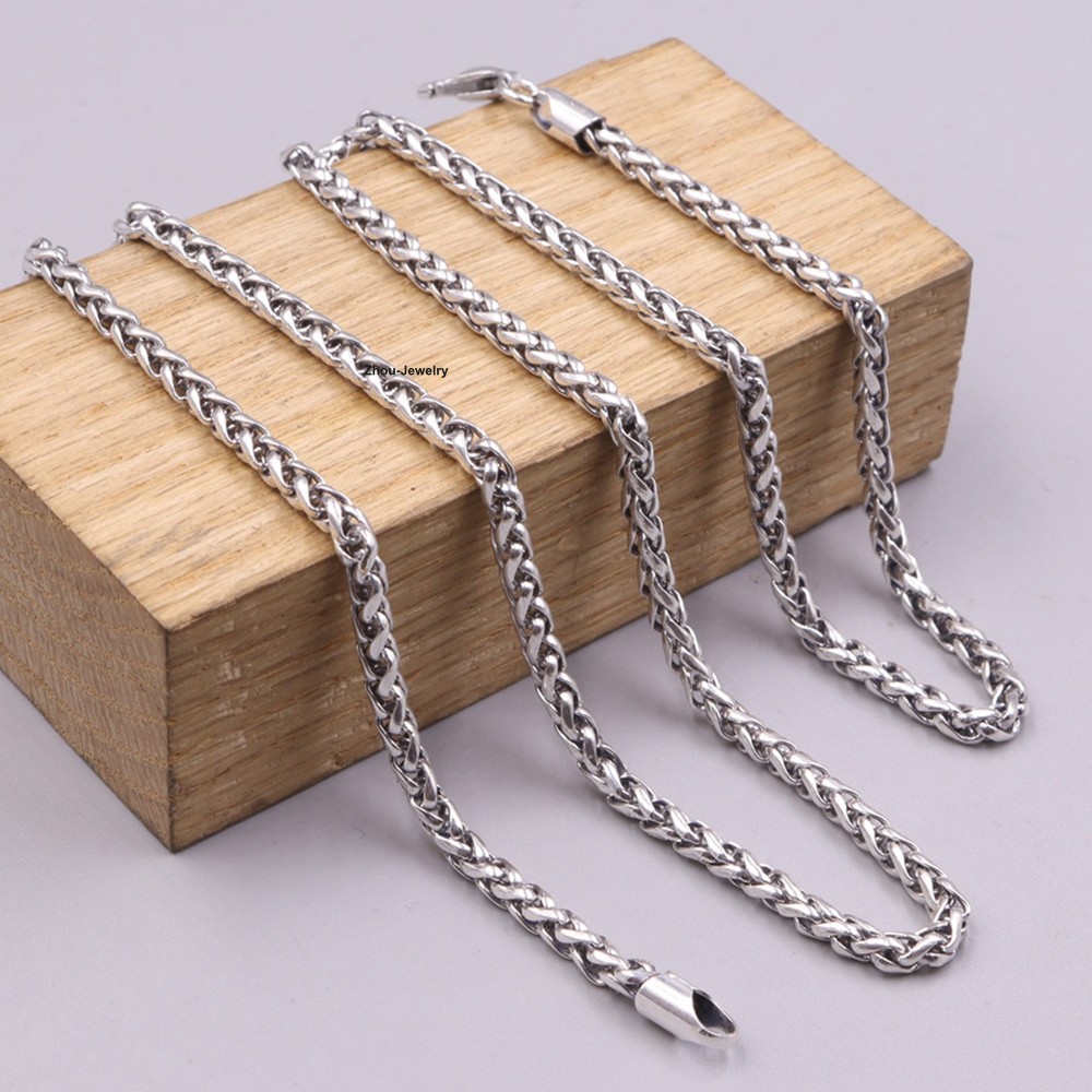 Solid 925 Sterling Silver Women Men 3mm Wheat Link Chain Necklace 15-17g 20inch