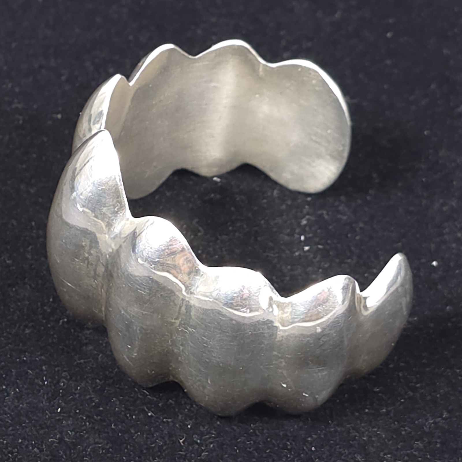 Sterling Silver Scalloped Cuff Bracelet Mexico 925 Wavy Modernist Design 50g
