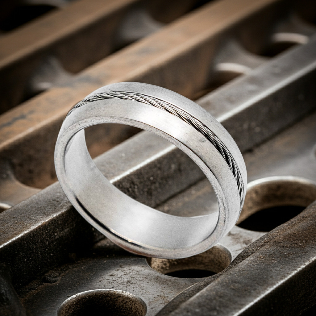Unisex Stainless Steel Cable Wedding Band Ring 65