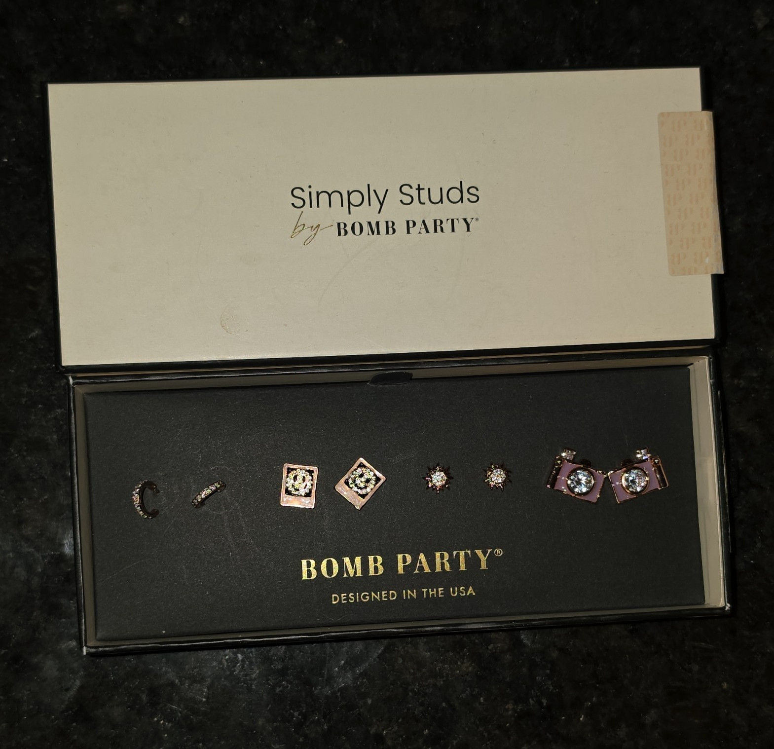Bomb Party Simply Studs Rose Gold Plated CZ Stud Earrings