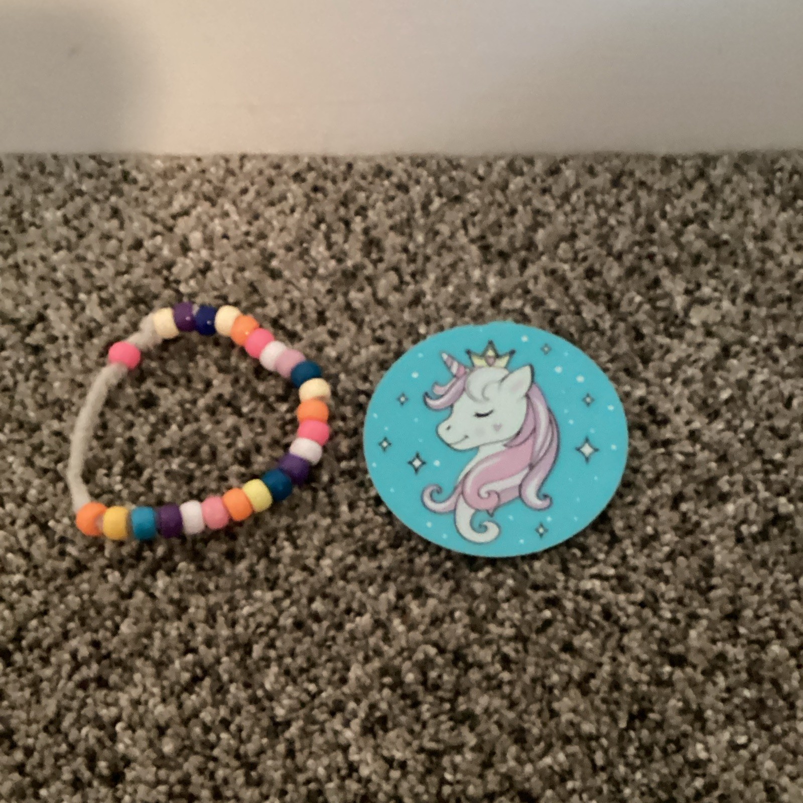 Kids Multicolor Beaded Bracelet, Unicorn Theme, Plastic