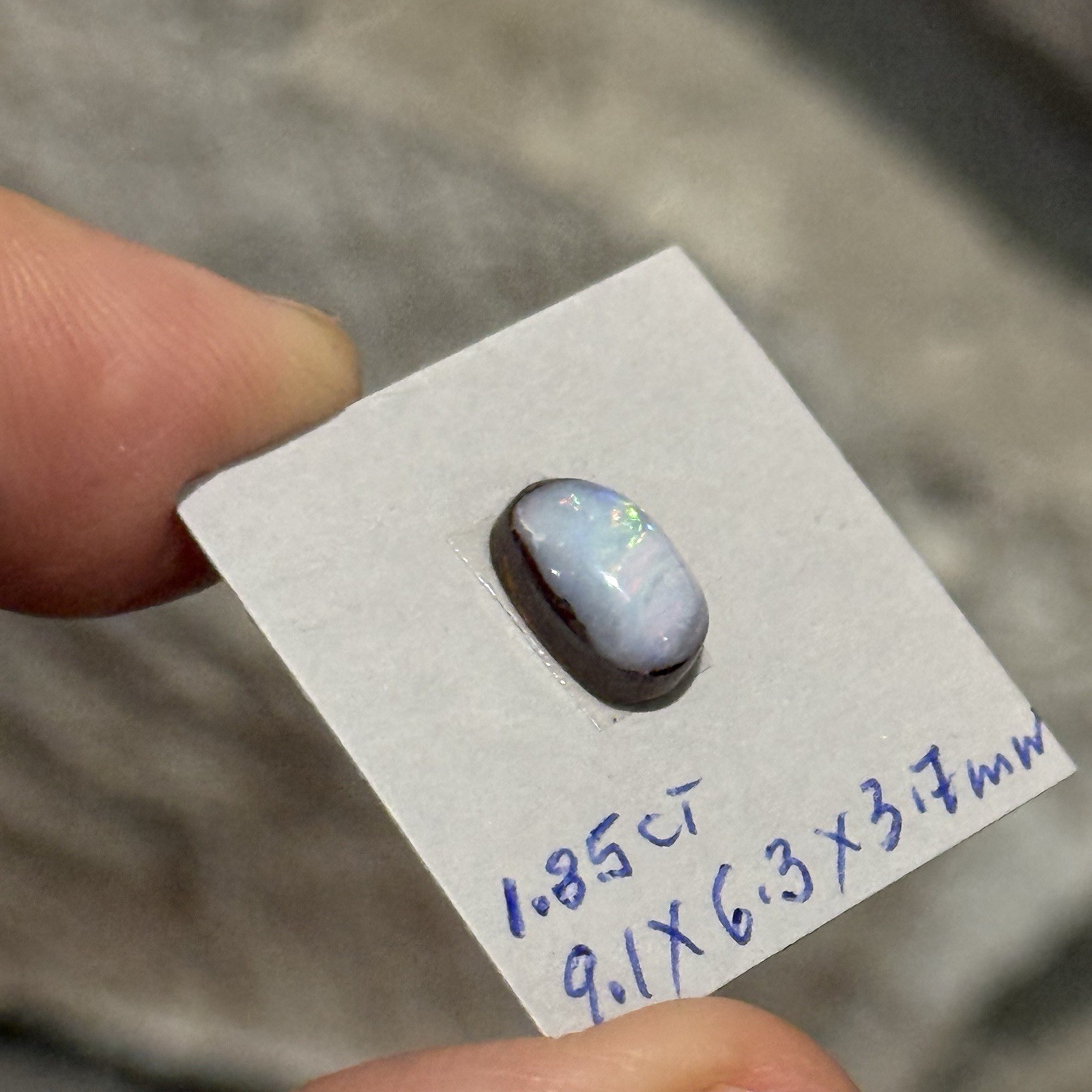 1.85ct 9.1×6.3×3.7mm Colorful Australian Boulder Opal Oval Cabochon Ring Gem