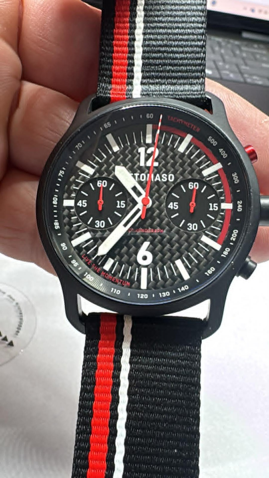 NEW Mens SS 42MM Detomaso SORPASSO watch Chronograph Carbon FIBER Edition (A40)