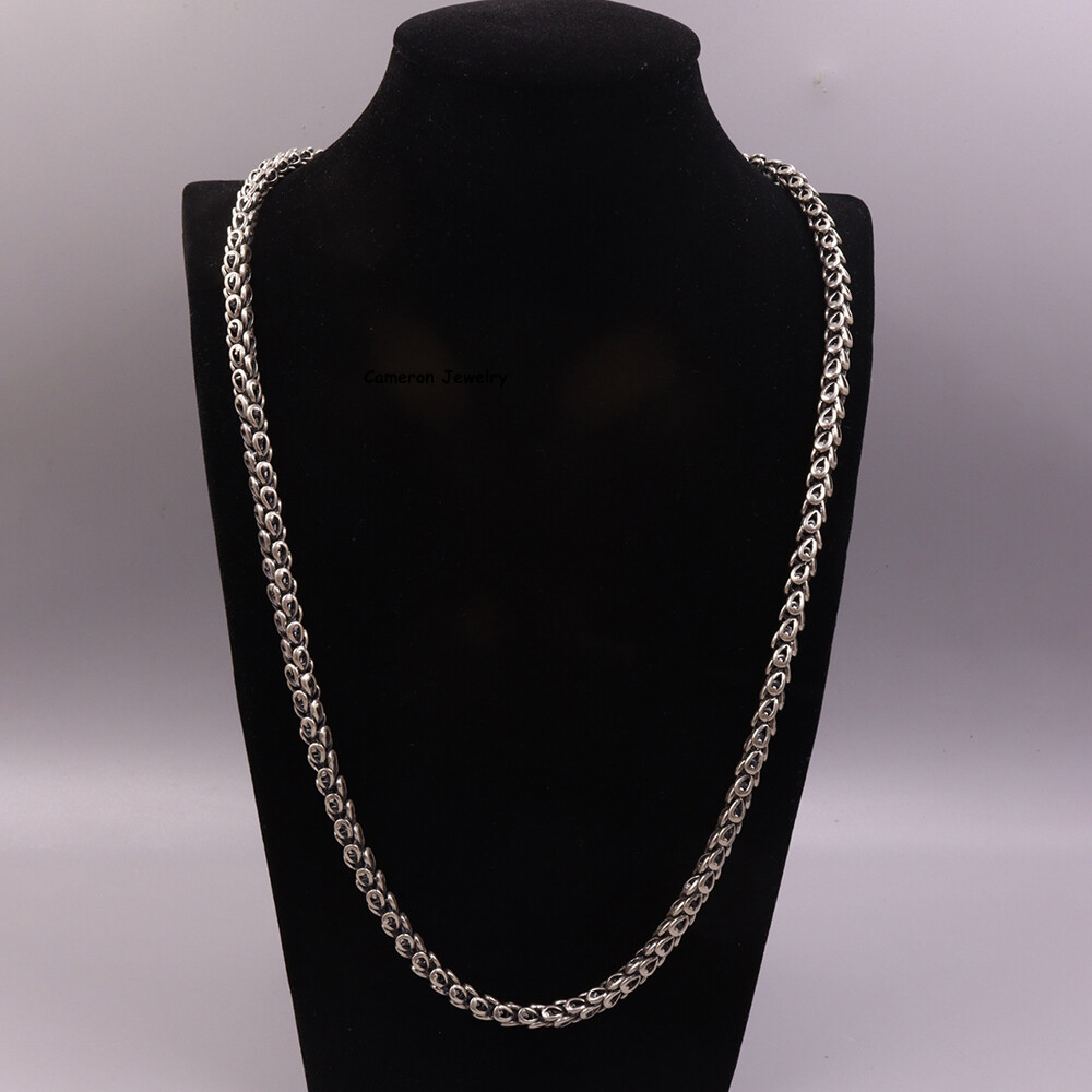 Solid 925 Sterling Silver Chain Dragon Phoenix Tail Link Necklace 57-58g 23.6in