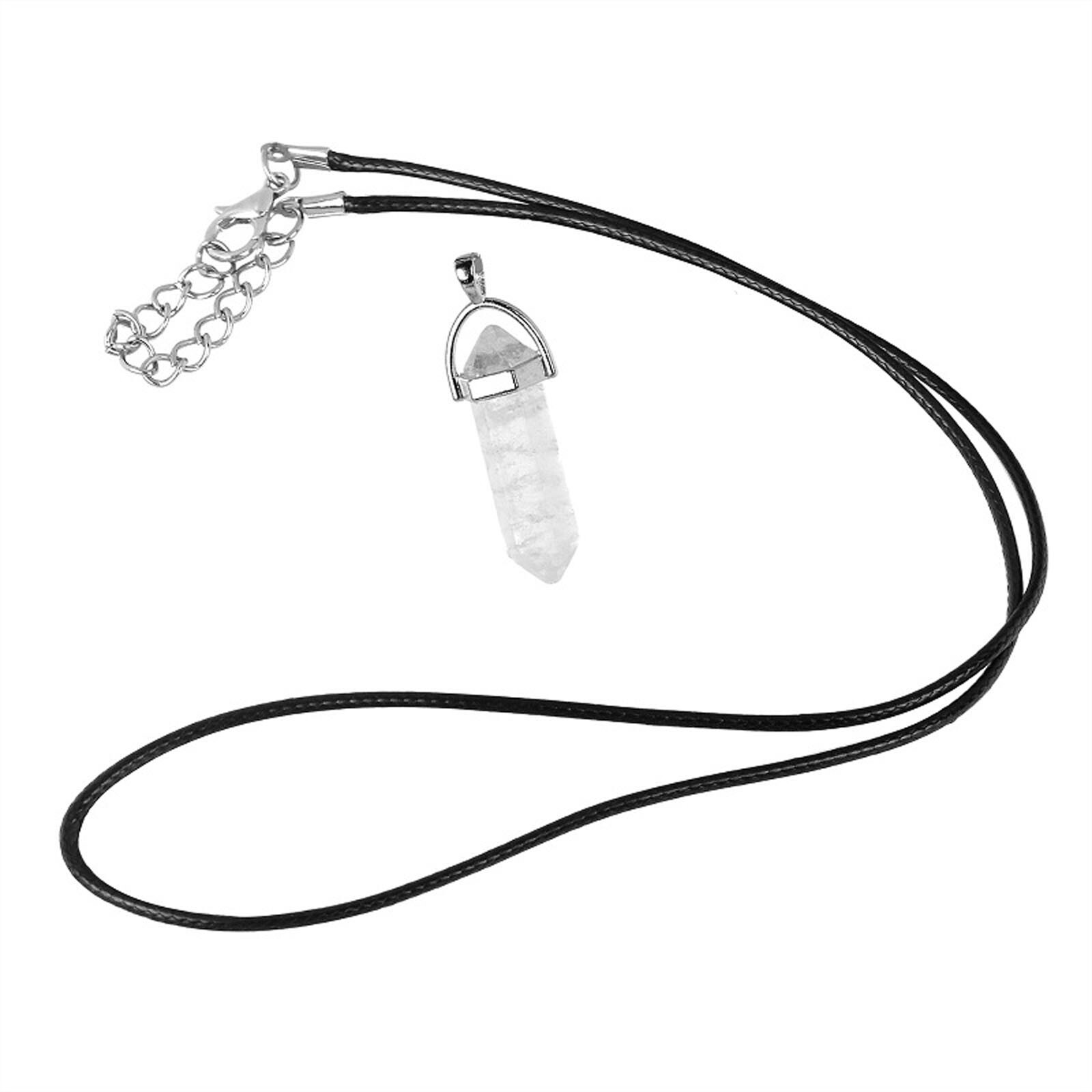2PCS Hexagonal Stone Pendant Chakra Healing Crystal Pendant Necklace DIY Jewelry