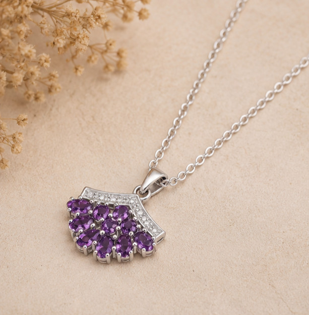 2Ct Oval Cut Simulated Amethyst Stunning Pendant Necklace 14K White Gold Plated