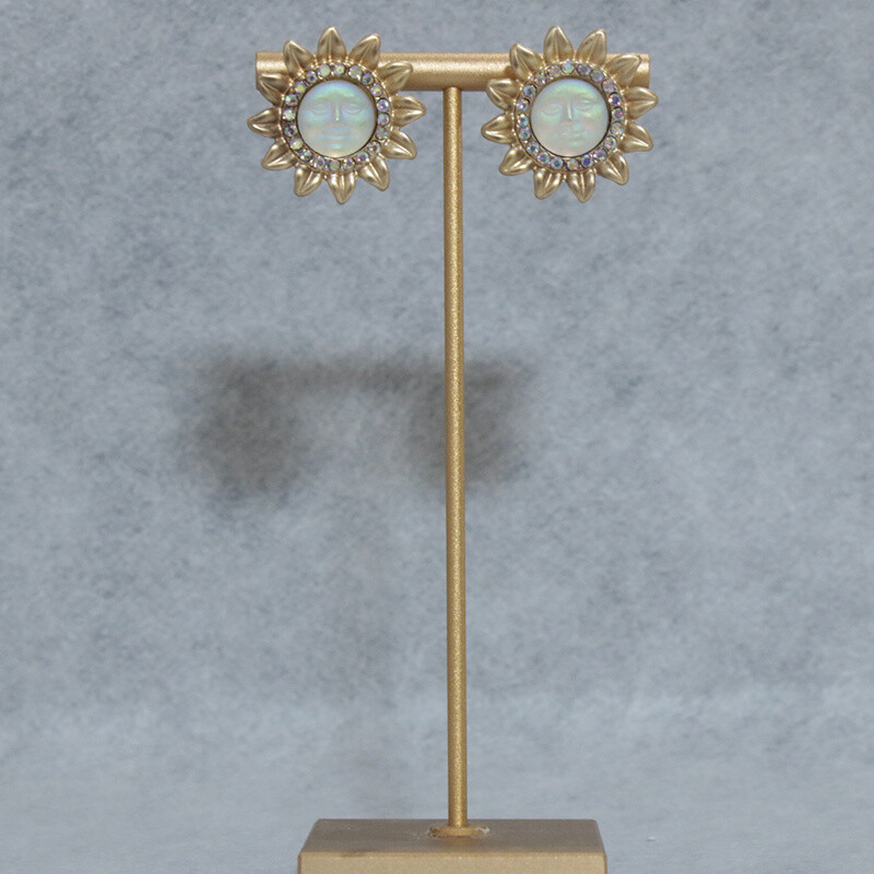 Vintage Angel Fairy Earrings Vintage Crystal Sun Moon Badge Heavy Duty Earrings