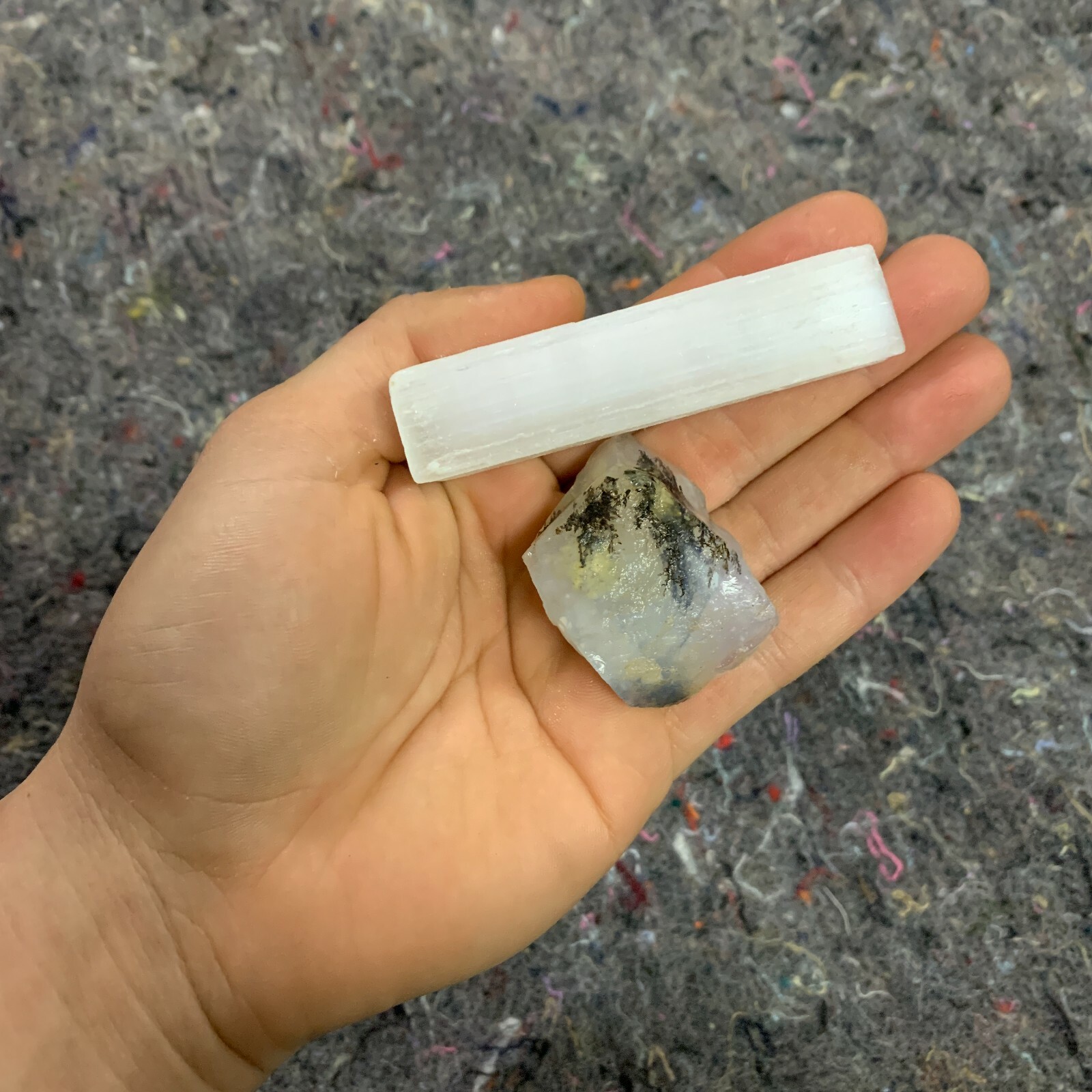 One (1) Charged Blue Opal Rough Gemstone + A FREE Selenite Charging Stick