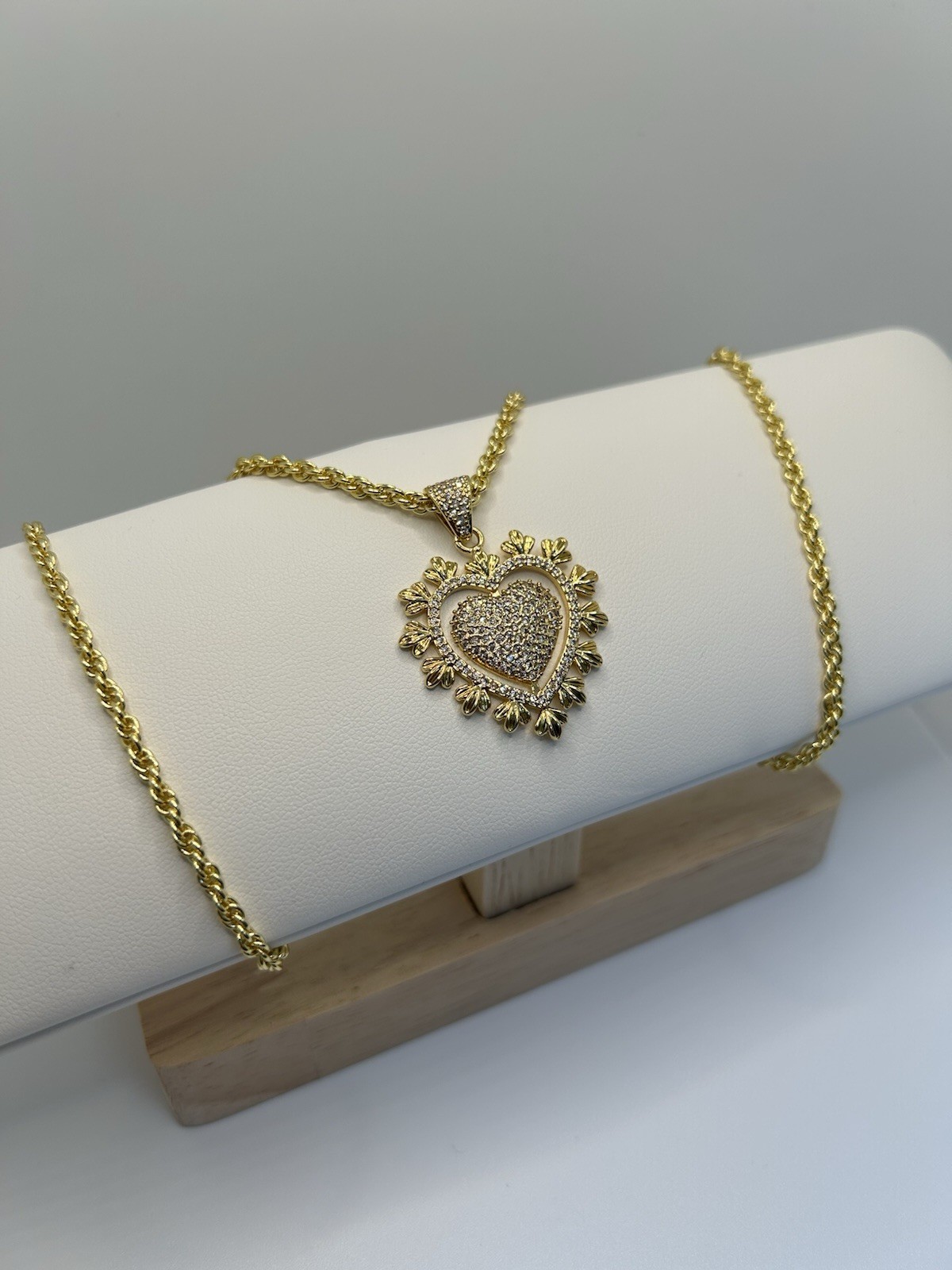 Large Love Heart Necklace | 55cm Elegant Rope Chain | 18K XP & Cubic Zirconia
