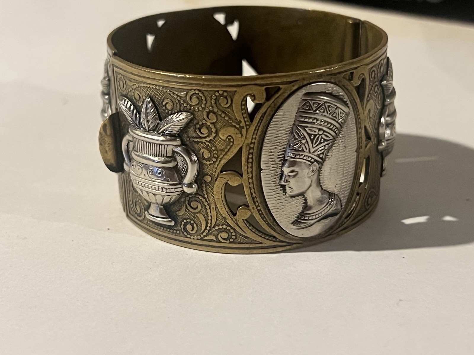 Egyptian Revival Hinge Cuff Bracelet