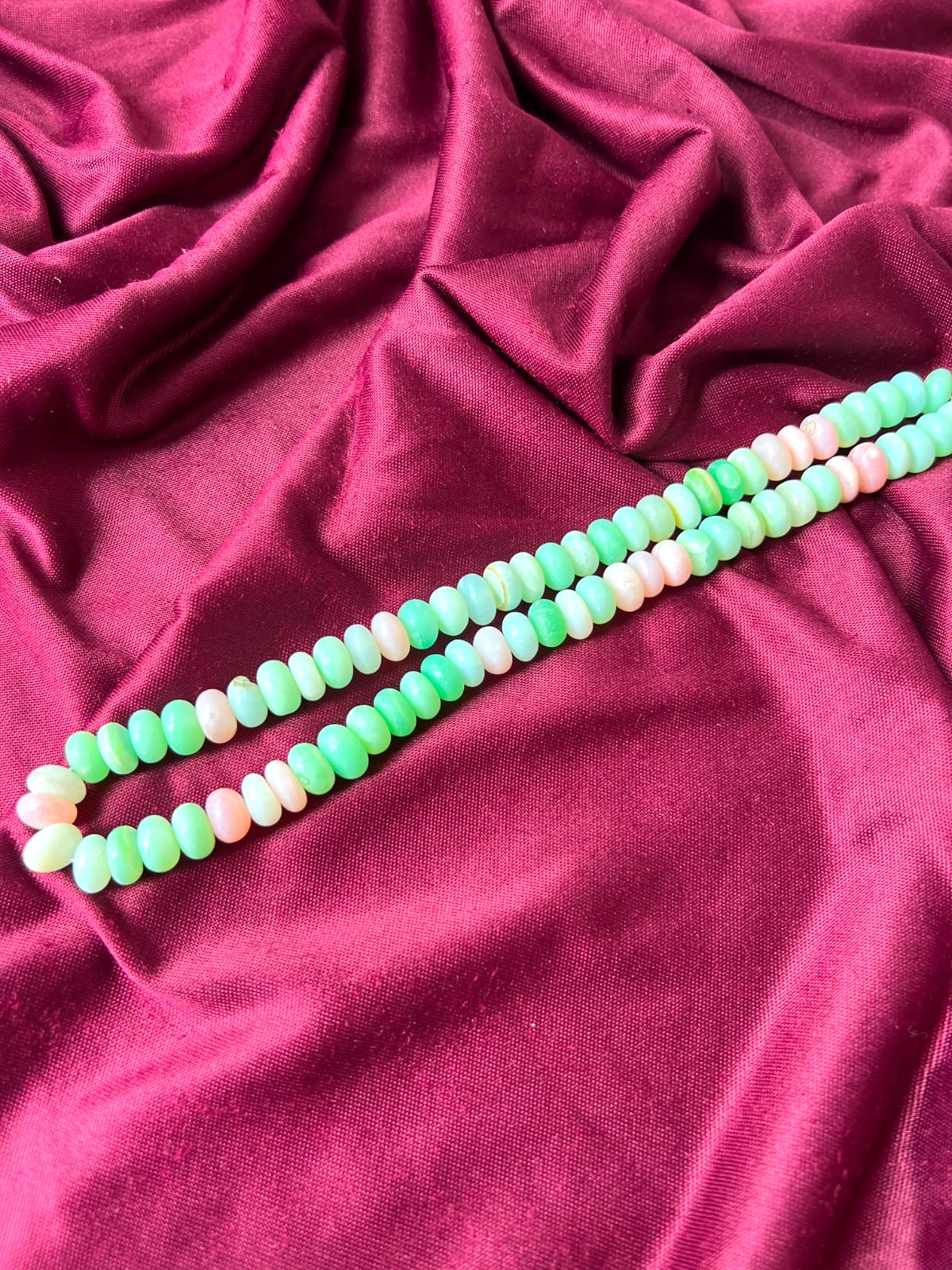 MULTI OPAL BEADS ROUNDELLE 8-9MM SMOOTH GEMSTONE 16 INCH NECKLACE