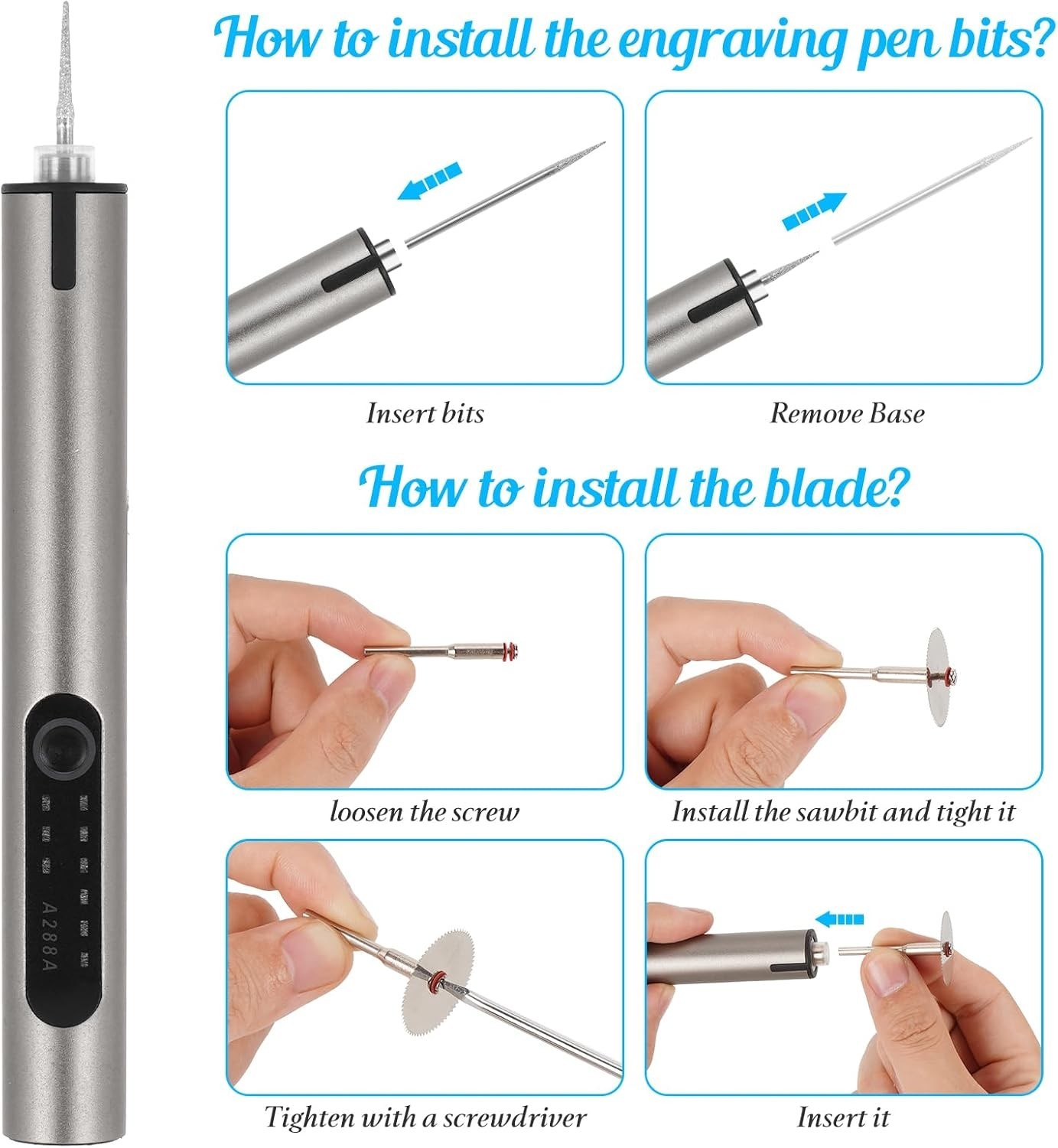 Resparked Engraving Pen, USB Rechargeable Cordless Engraver Pen with 51 Bits …