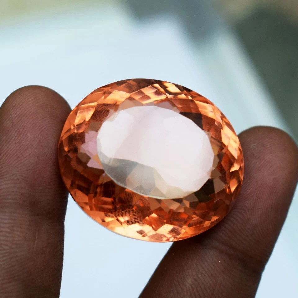 128.75 CT Certified Imperial Topaz Oval Cut Flawless Loose Gemstone