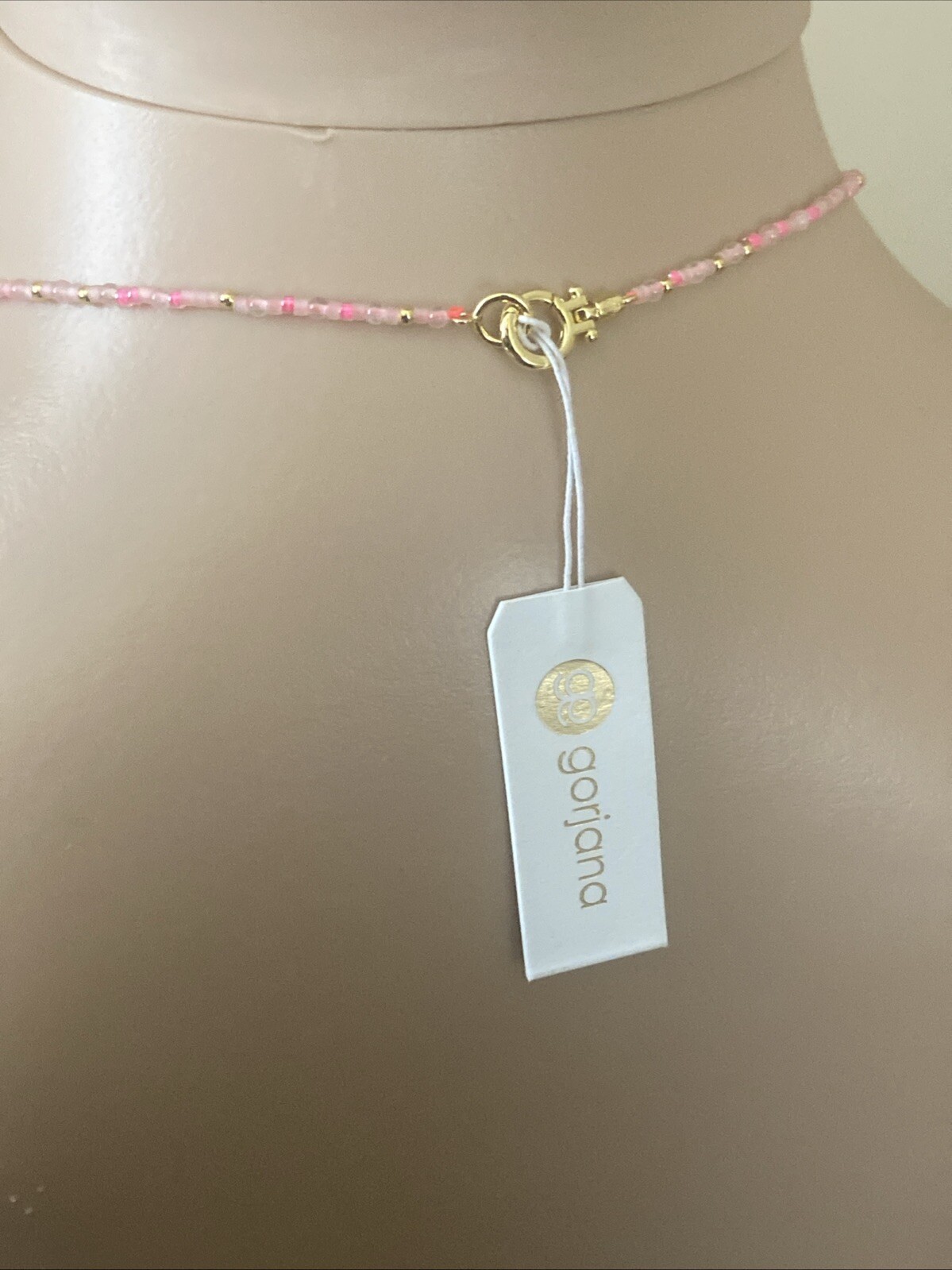 Gorjana 18K Gold Plated Poppy Gem Rose Quartz Necklace 233-106-31-G