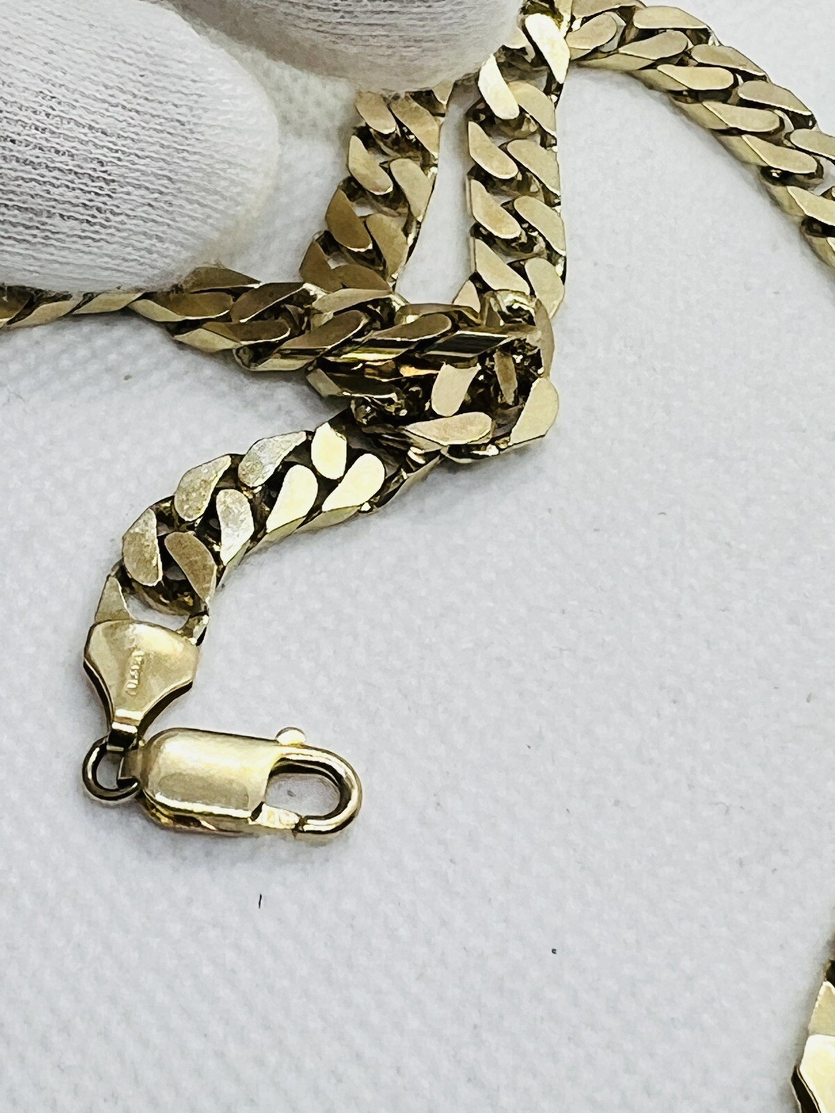 Gold Flat Curb Chain Necklace, 22”,6.5mm Wide,2mm Thick,Heavy 43.5 Grams, 10K YG