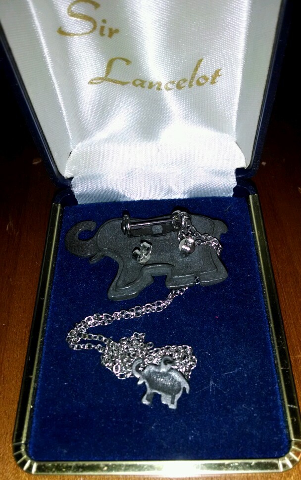 Elephant Necklace, Earrings, Pendant, Pewter? Sir Lancelot?